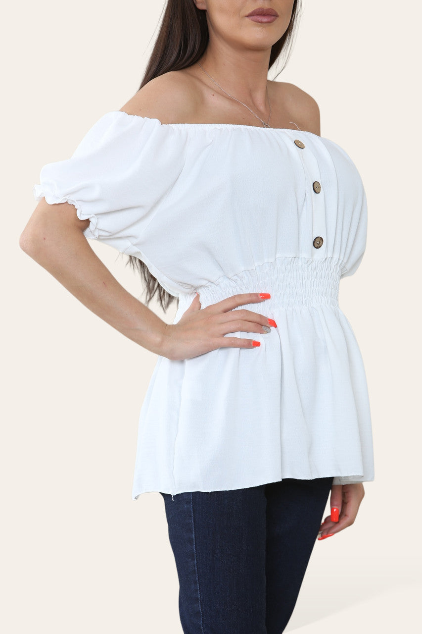 EFFEN ELASTISCHE BARDOT TOP WIT