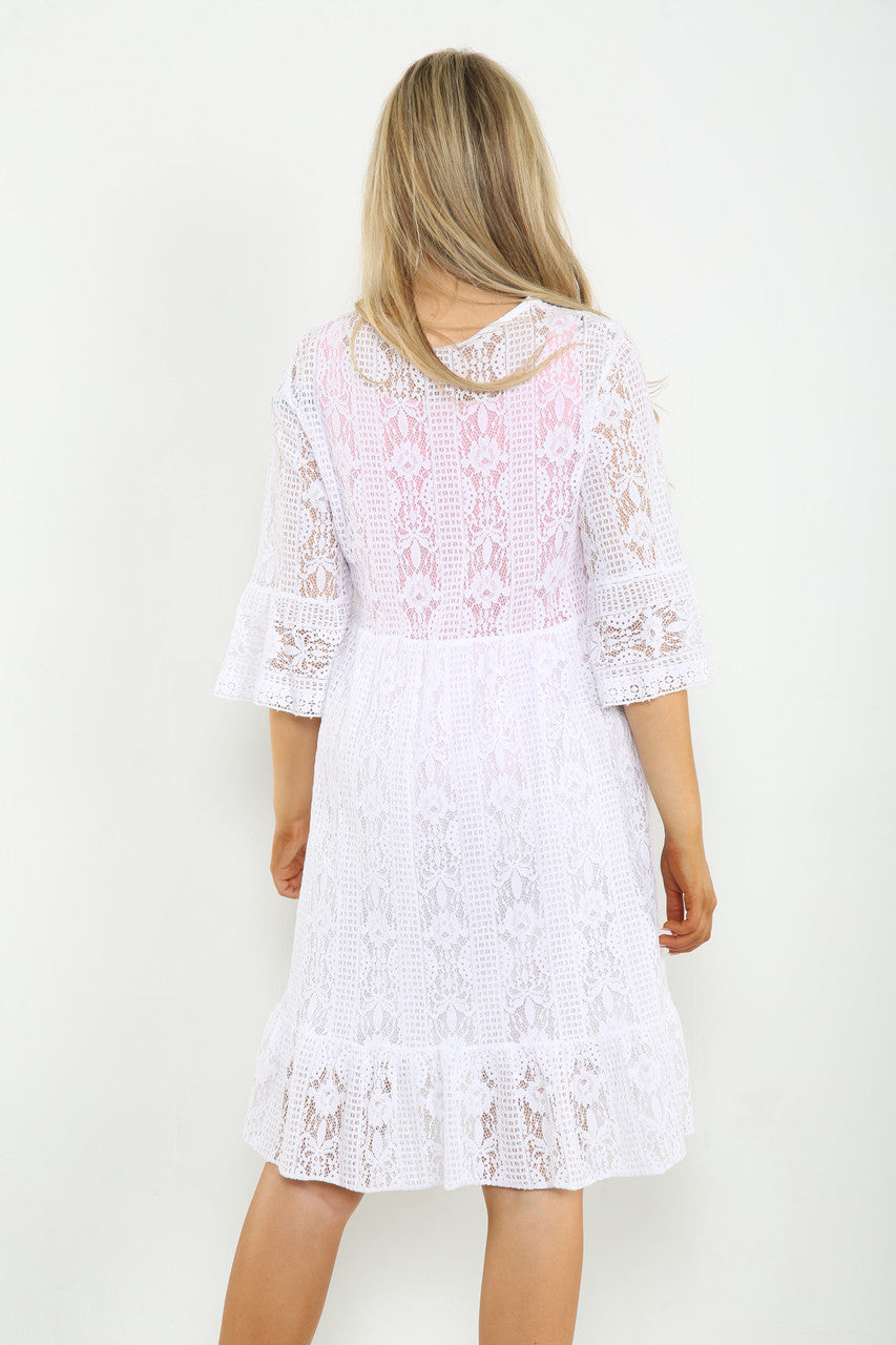 Ladies Lace Dress White