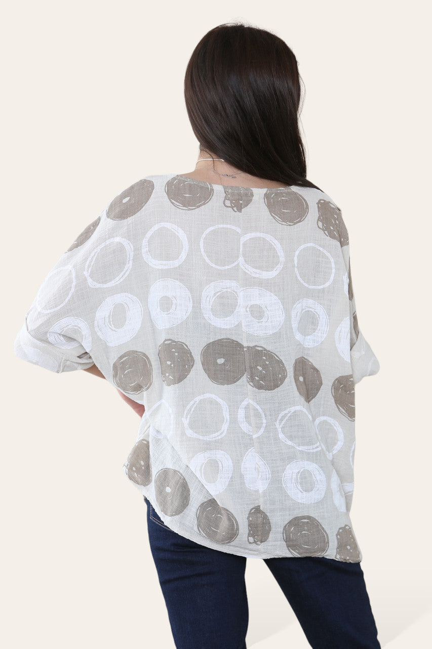 CIRCLES SKETCH PRINT TOP STEEN