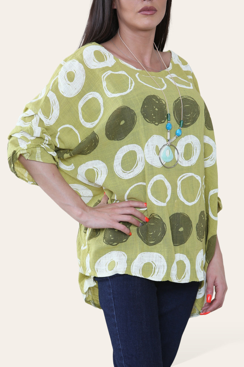 CIRCLES SKETCH PRINT TOP LIME