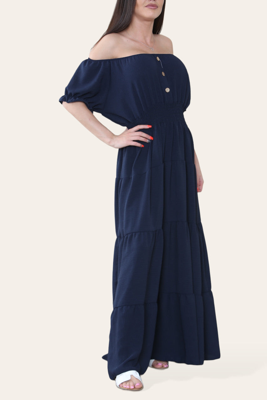 EFFEN MAXI ELASTISCHE MAGISCHE JURK MARINEBLAUW