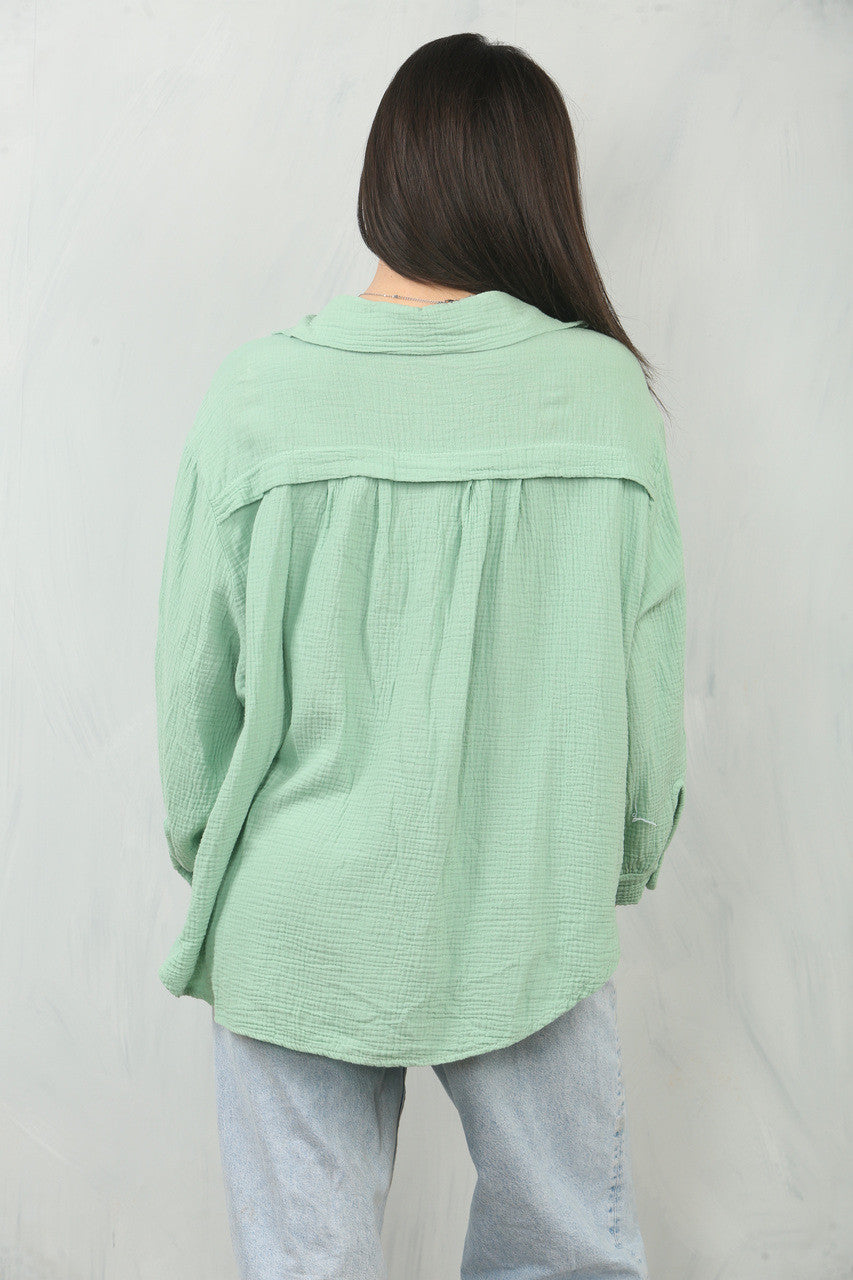 KAASDOEK EFFEN KATOENEN SHIRT TOP - MINT