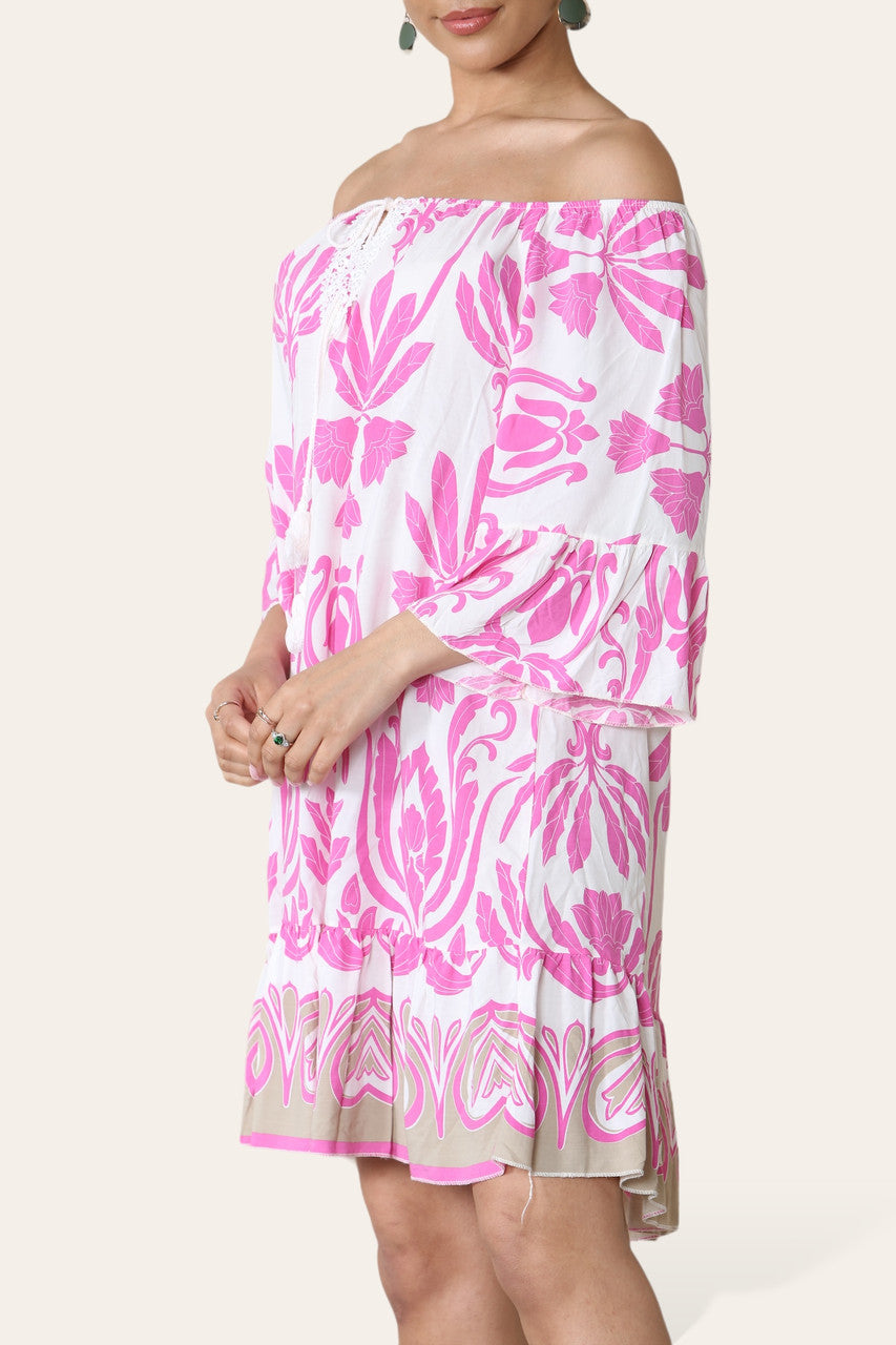 ART MIX PRINTED BARDOT JURK CERISE