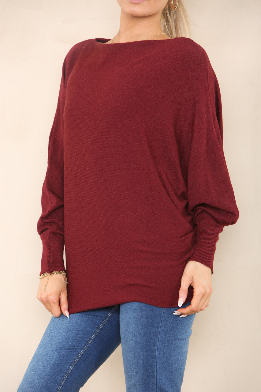 BATWING PLAIN JUMPER BURGUNDY
