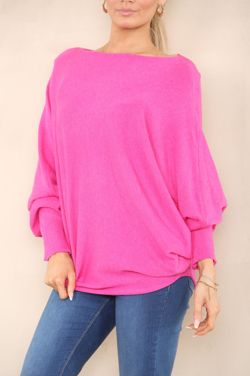 BATWING PLAIN JUMPER CERISE