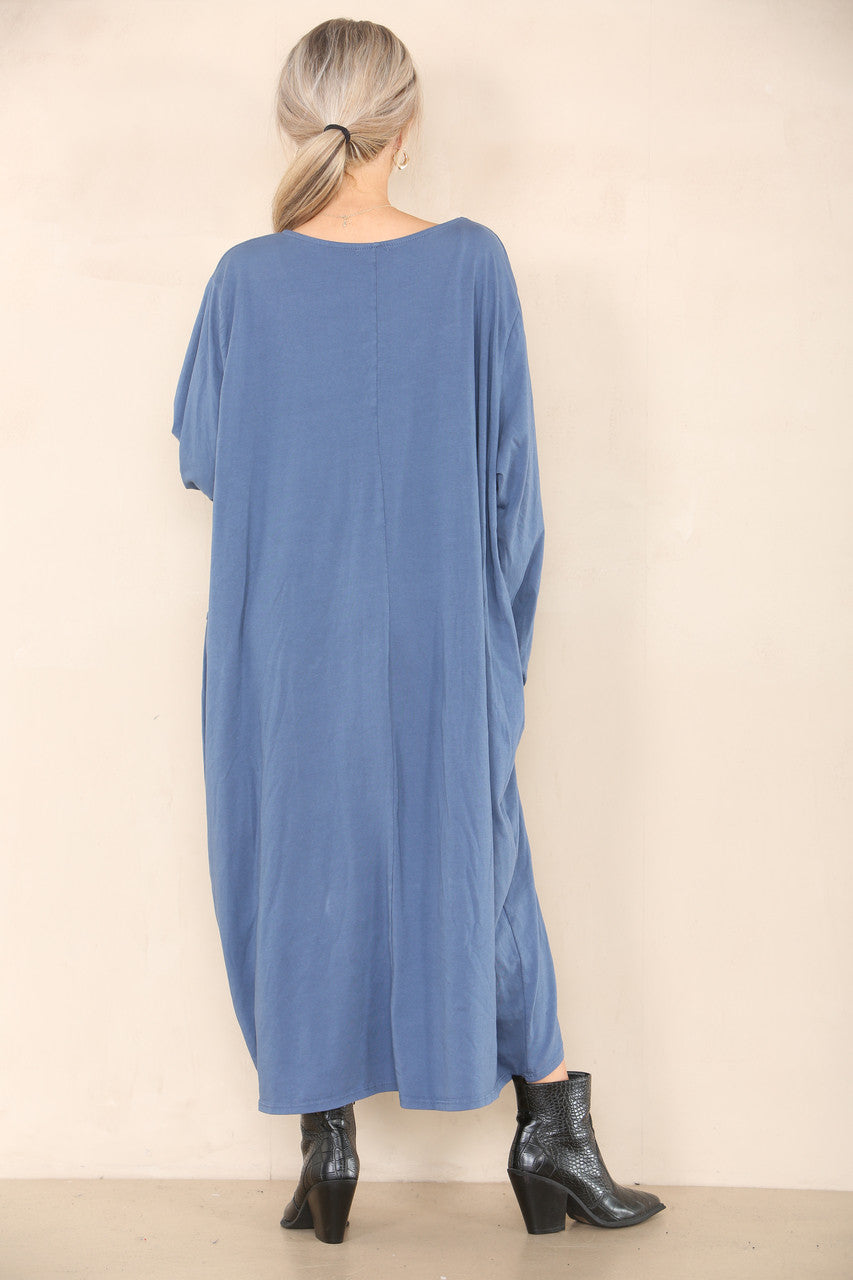 PLAIN LAGENLOOK DRESS DENIM