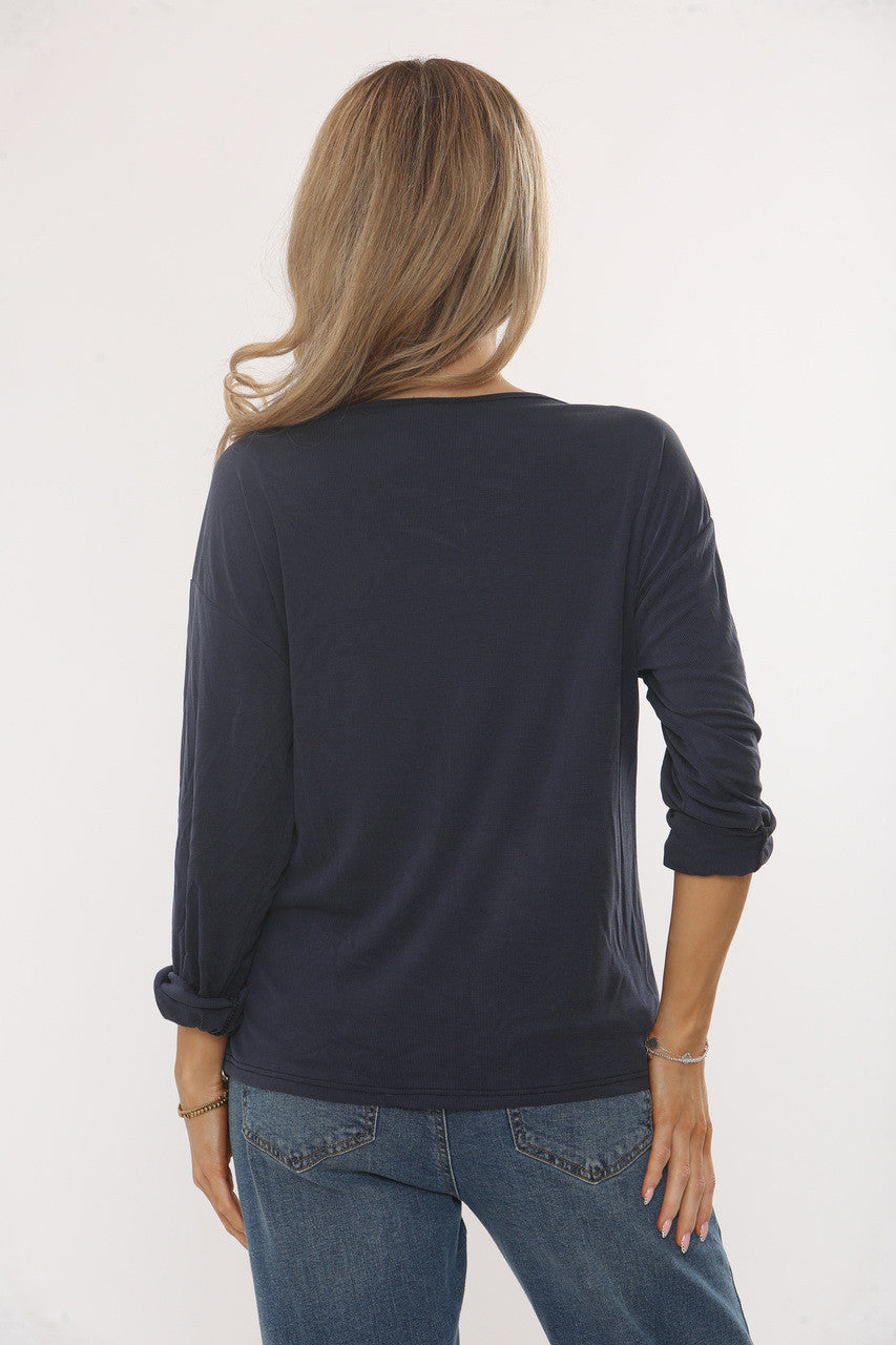 GOUDKLEURIGE HARDWARE EN GERIMPELD BOVENSTUK - NAVY
