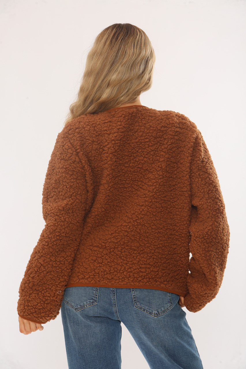 TEDDYBEER ZACHT VEST MET KNOPEN KARAMEL