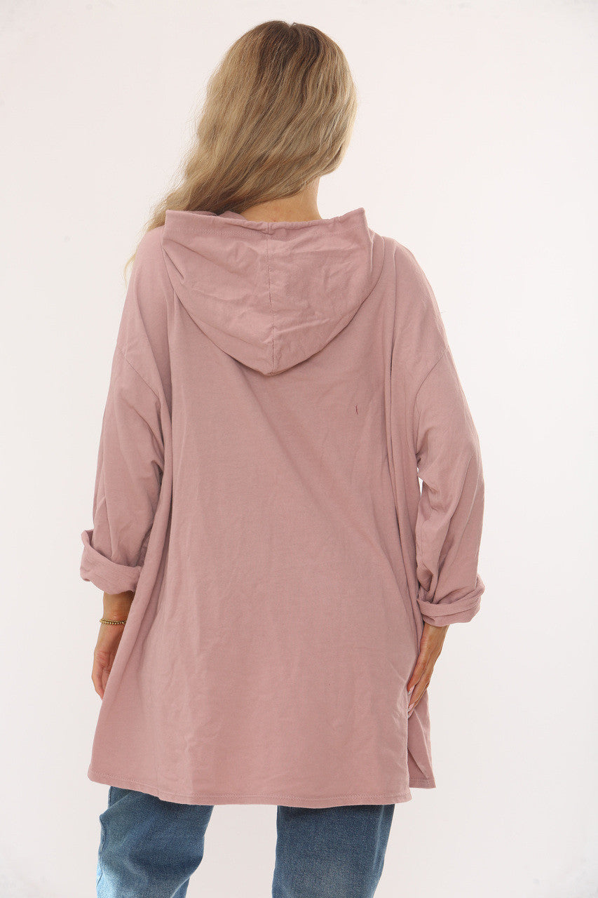 HOODED TRUI MET PAILLETTENHART - STOFROZE