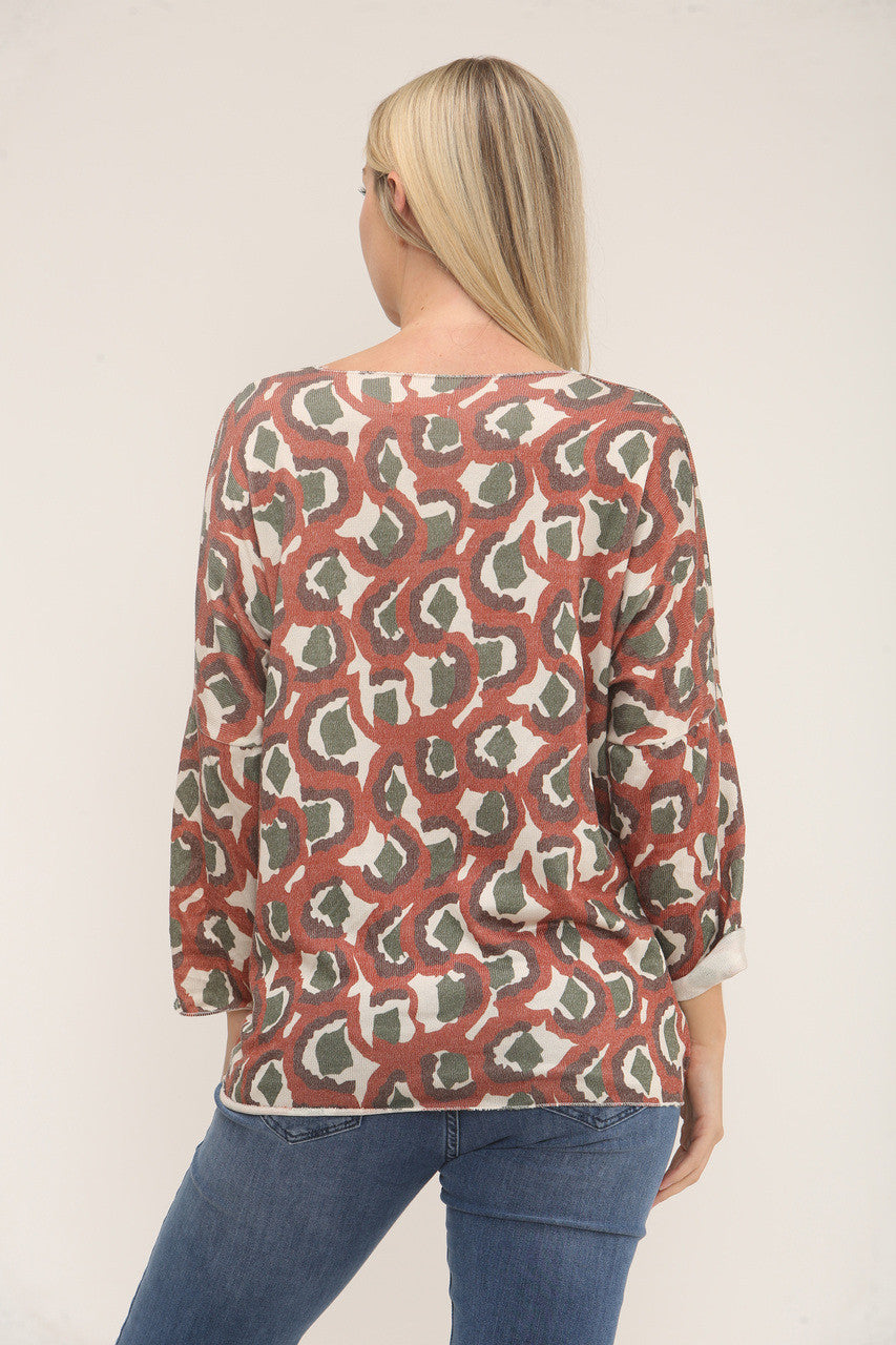 TRUI MET LUIPAARDPRINT - ROESTBRUIN