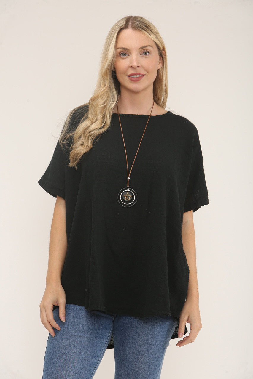 TOP MET GEHAAKT DETAIL OP DE RUG - ZWART