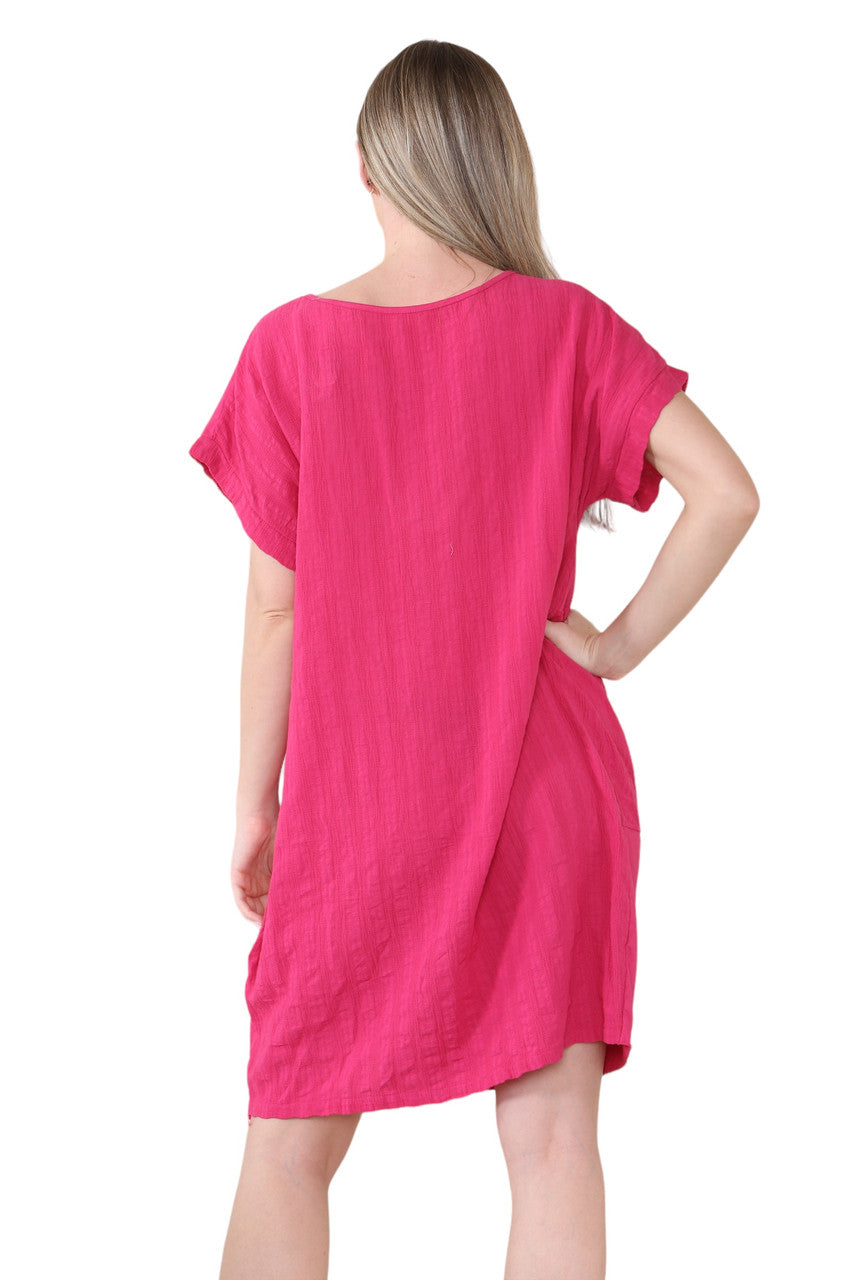 BUTTERFLY DANDELION GRAPHIC MIDI DRESS CERISE