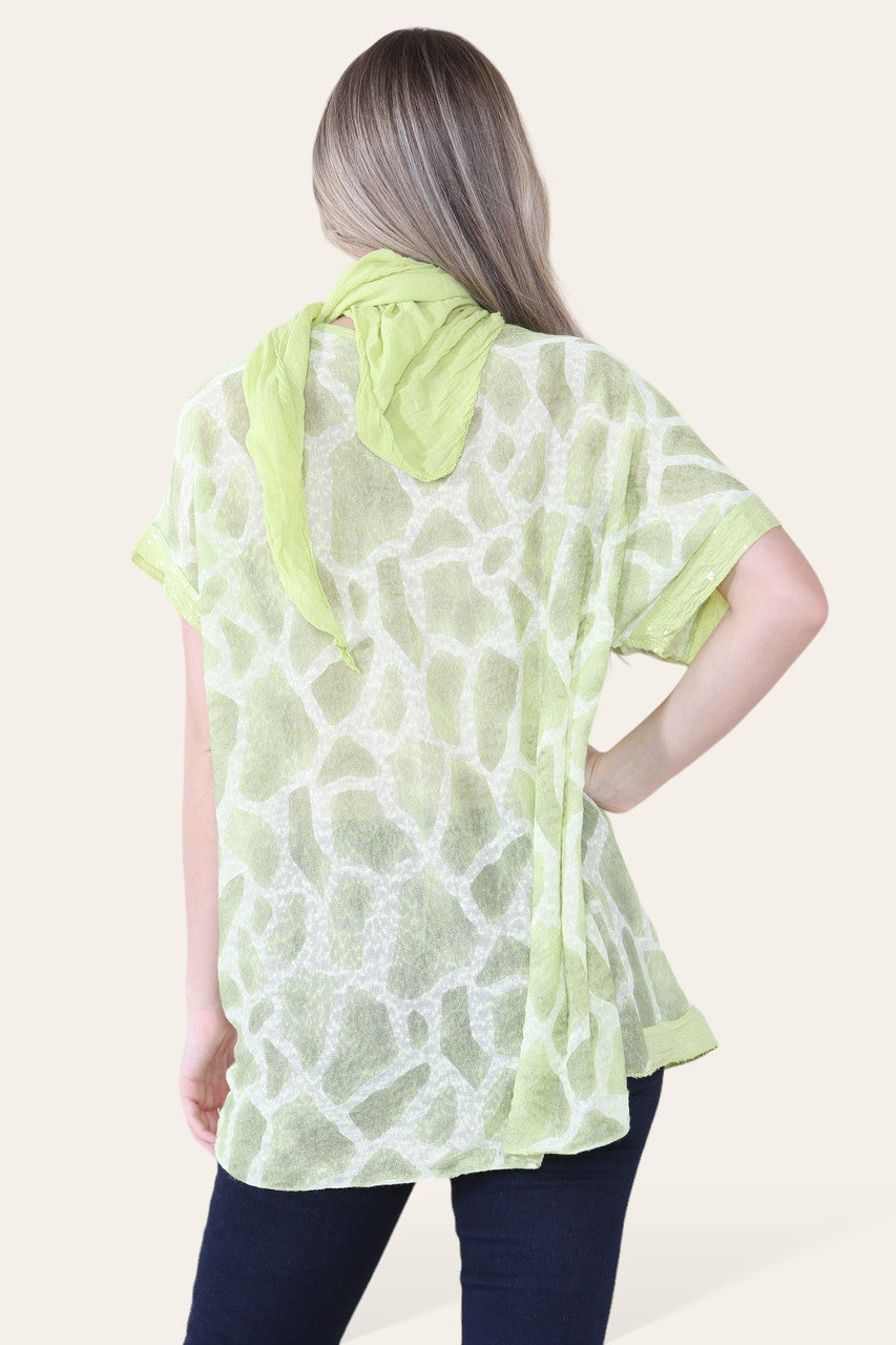 SJAALTOP MET MARMERPRINT LIME