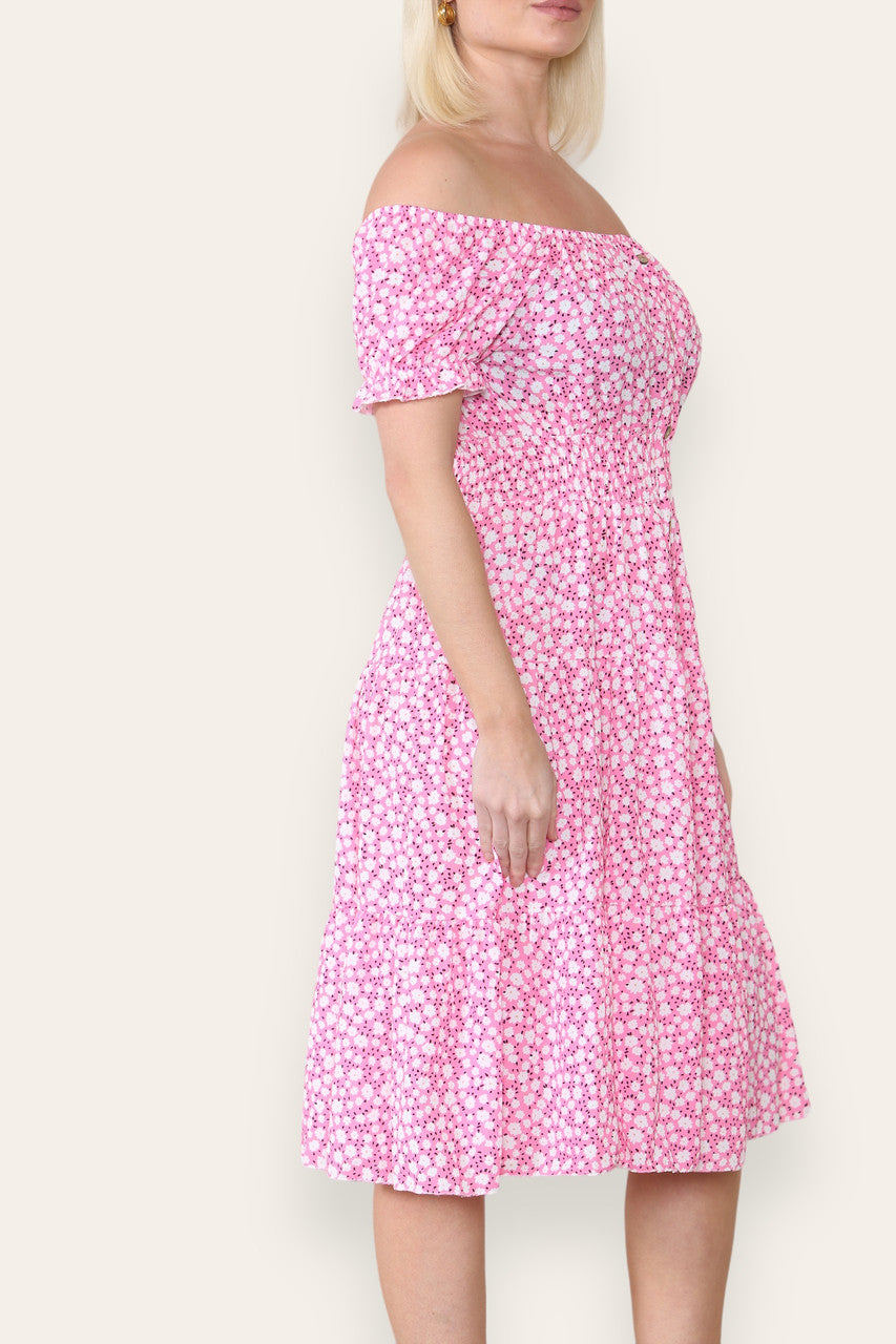 DITSY BLOEMENPRINT MIDI-JURK ROZE