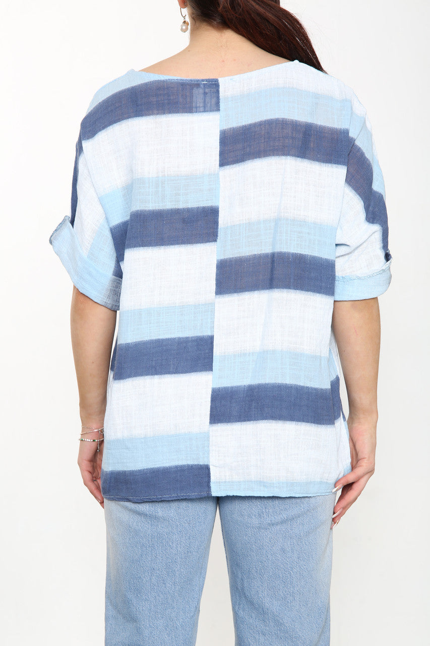 Ladies Ombre Tie Dye Top Sky Blue