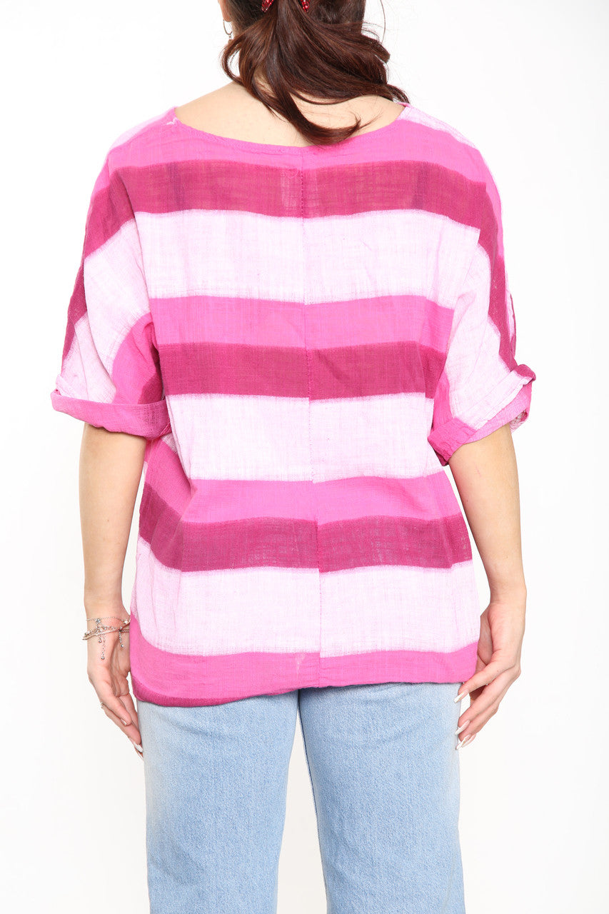 Ladies Ombre Tie Dye Top Cerise