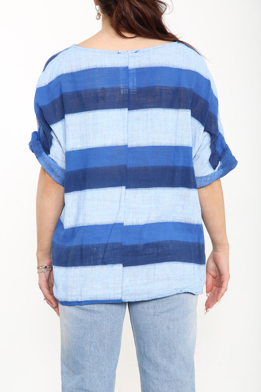 Ladies Ombre Tie Dye Top Royal Blue