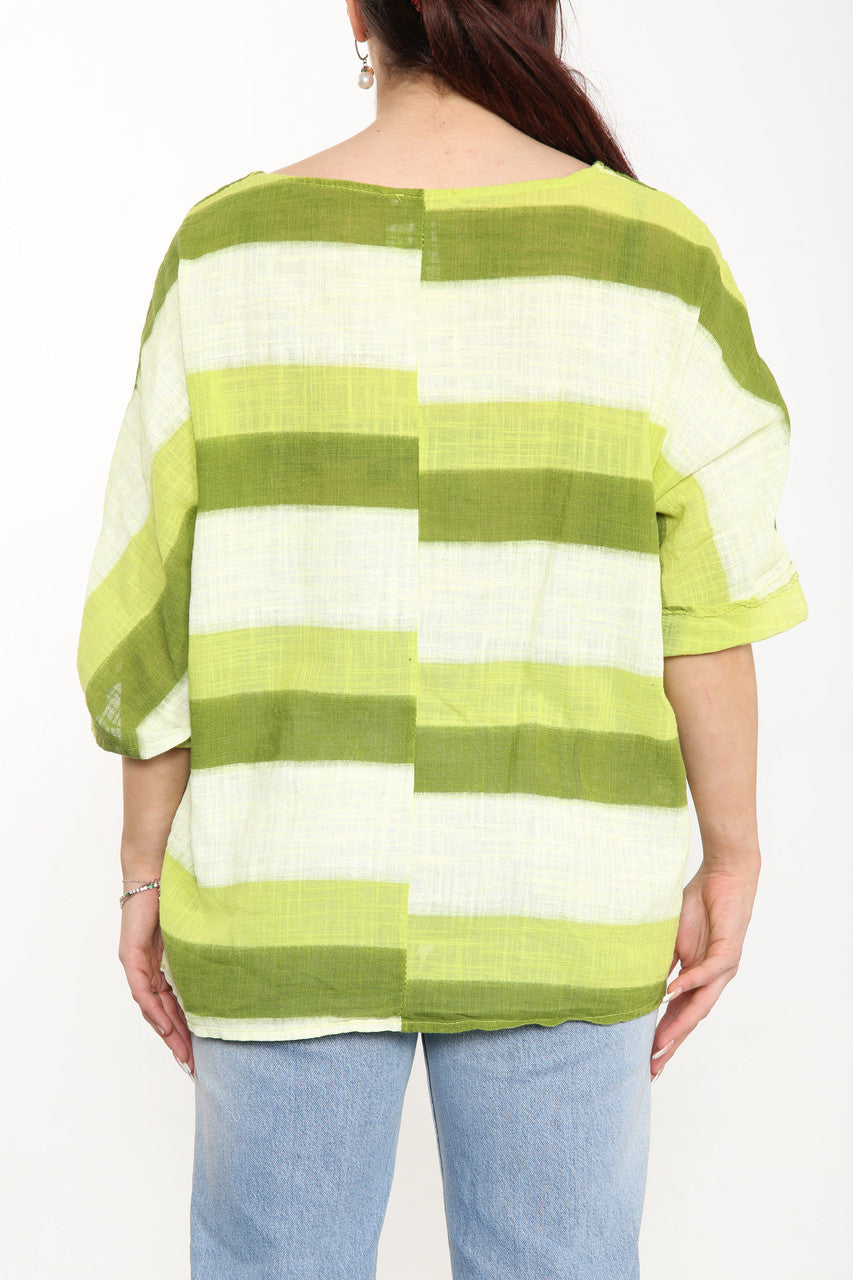 Ladies Ombre Tie Dye Top Lime