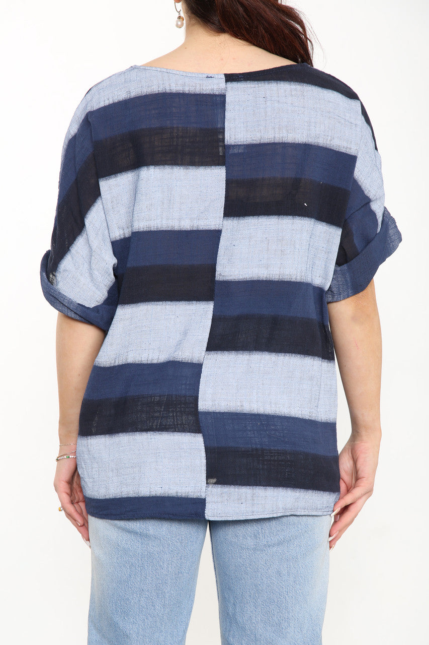 Ladies Ombre Tie Dye Top Navy