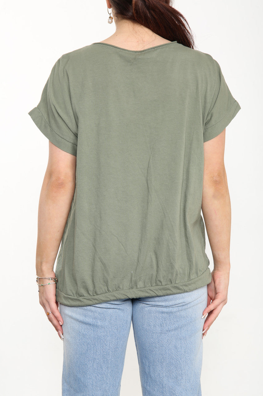 HART BARST GRAFISCHE TOP KHAKI