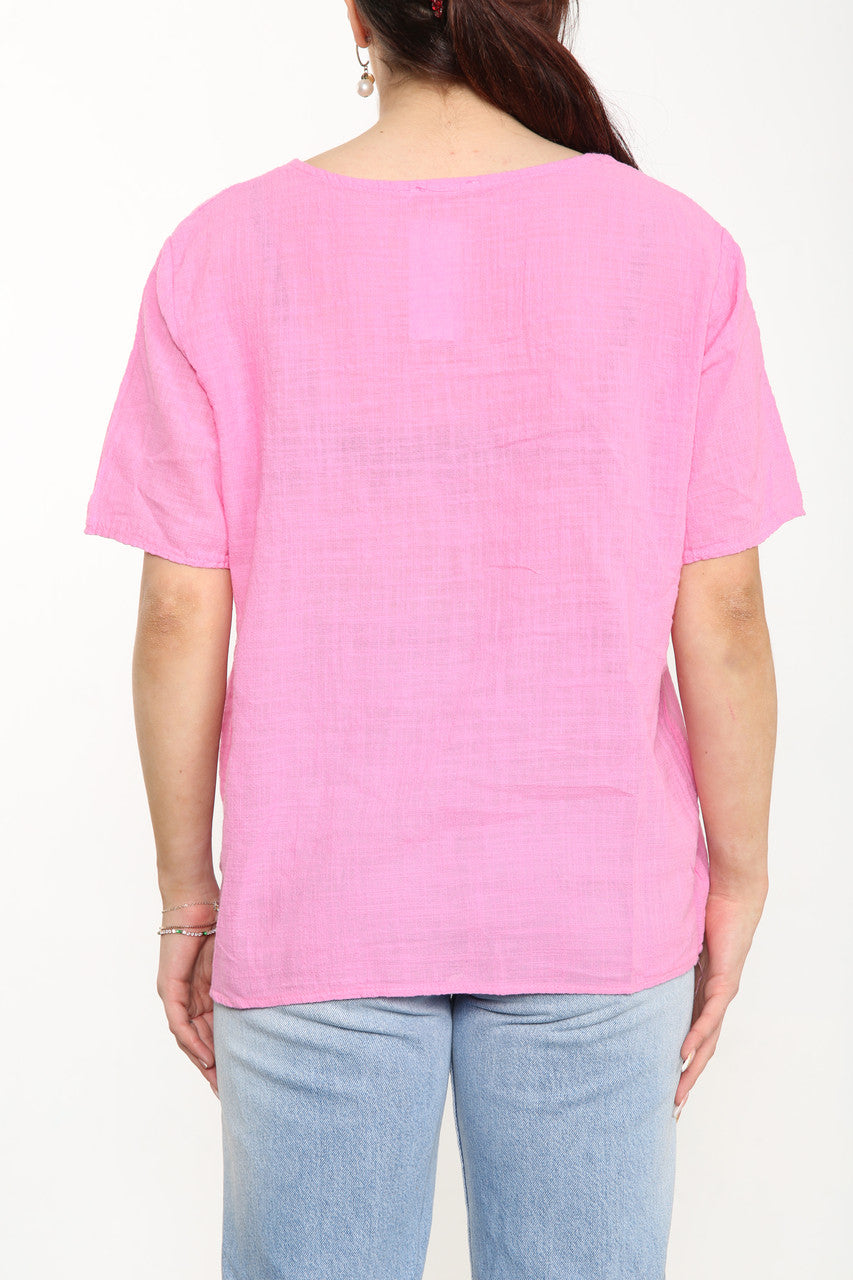 Ladies Dandelion Flowers Top Pink