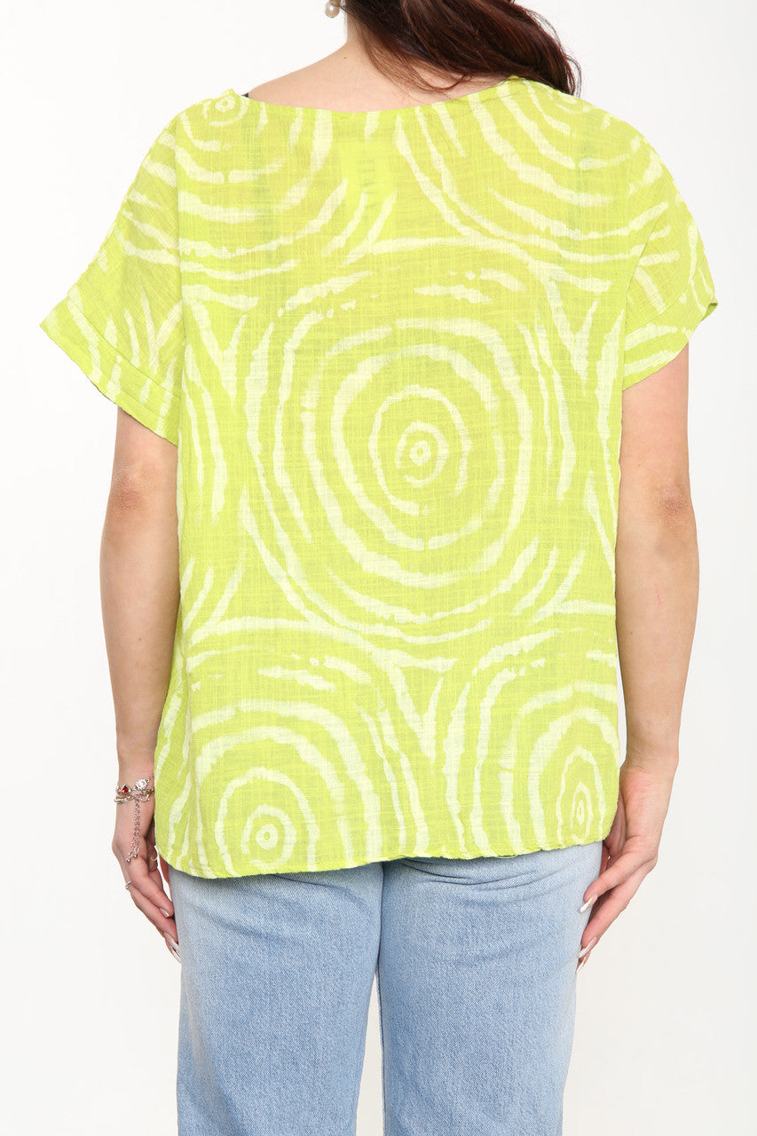 Ladies Swirls Print Top Lime