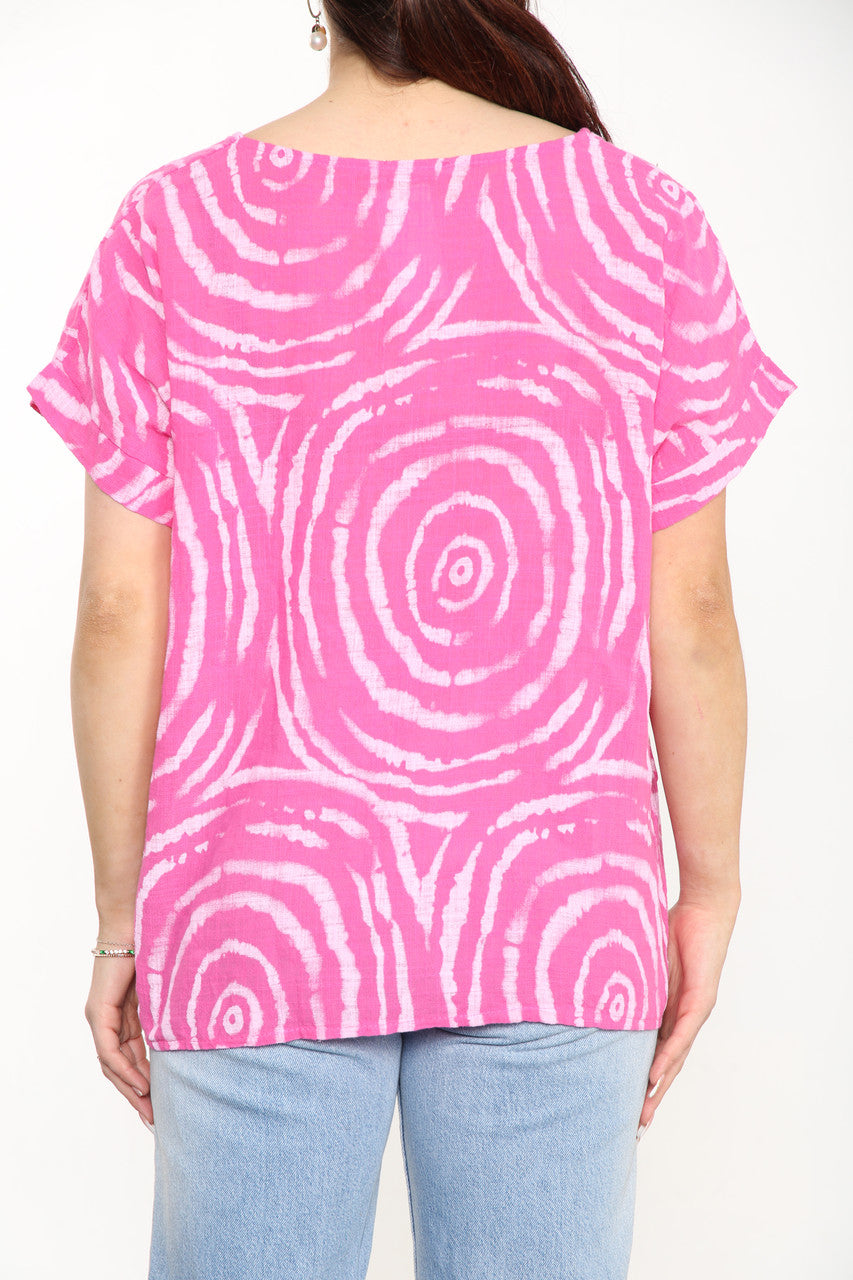 Ladies Swirls Print Top Cerise