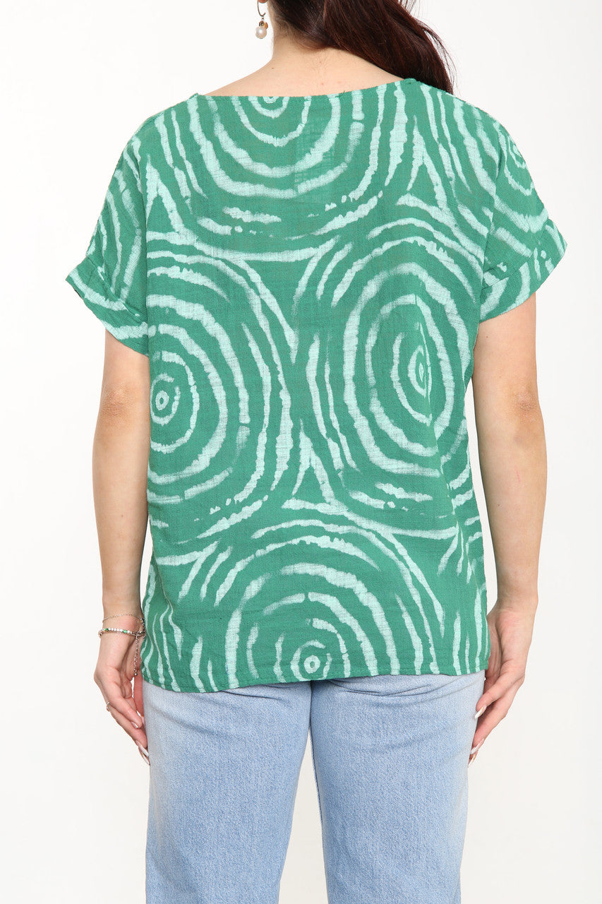 Dames Top met Wervelprint Groen