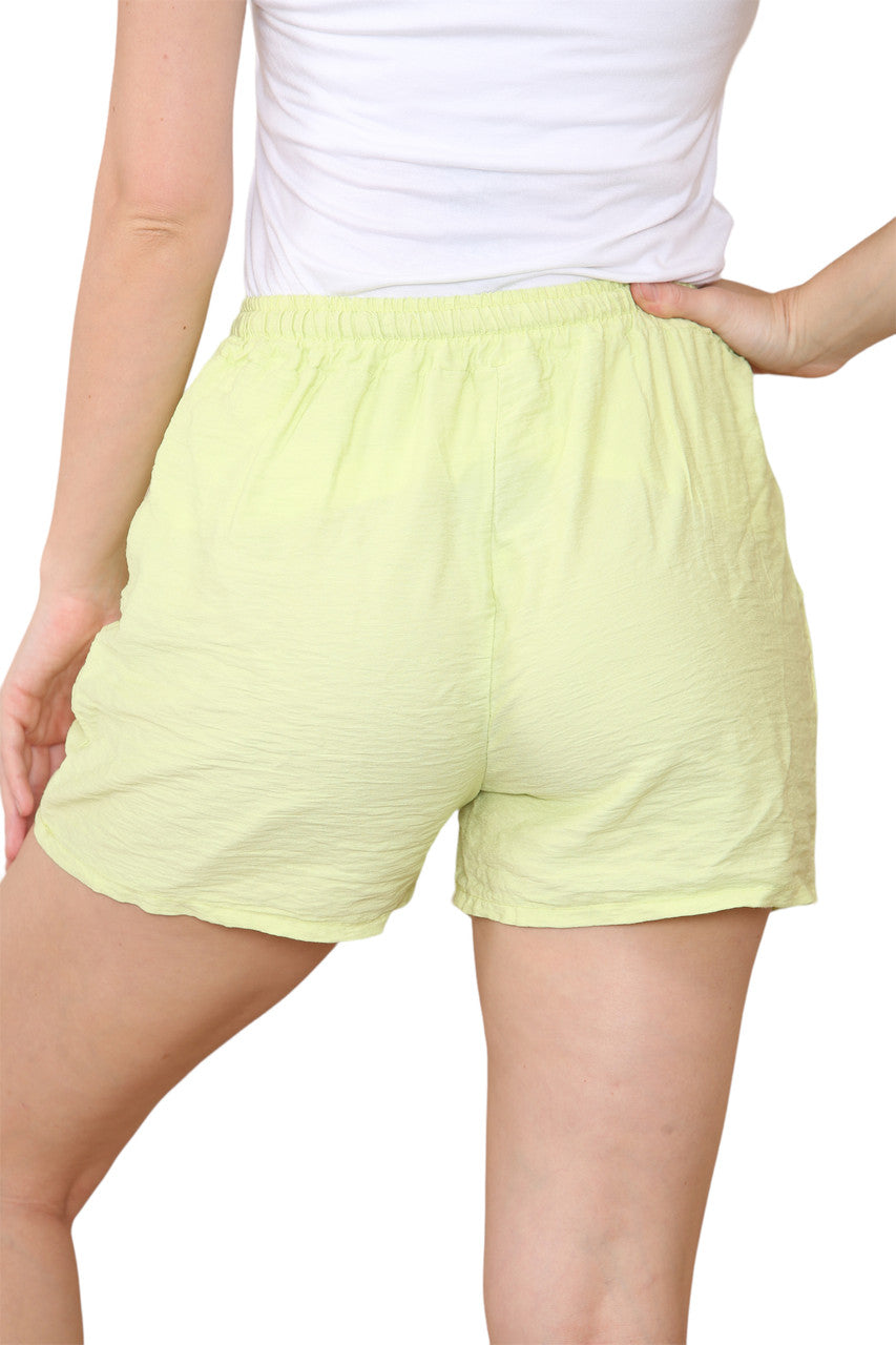 Ladies Drawstring Waist Shorts Lime