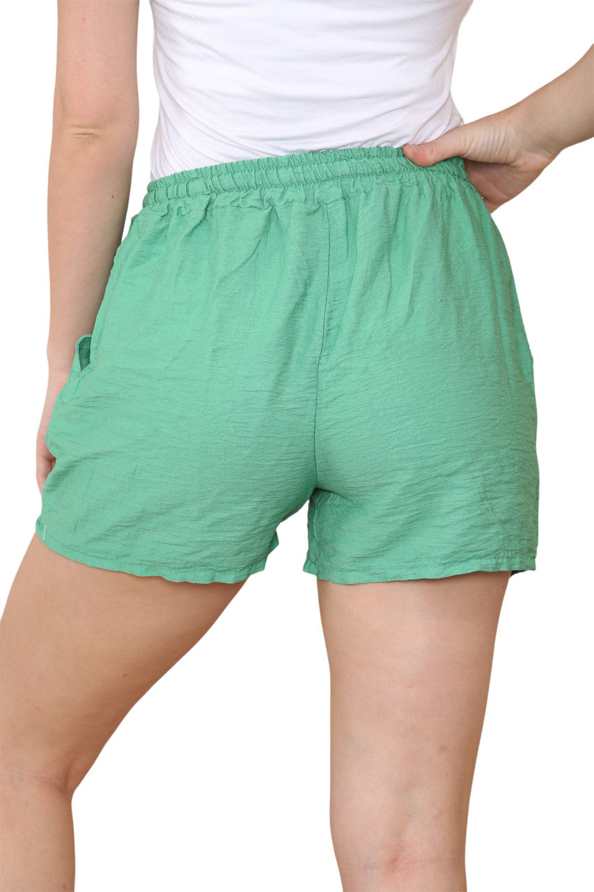 Ladies Drawstring Waist Shorts Green