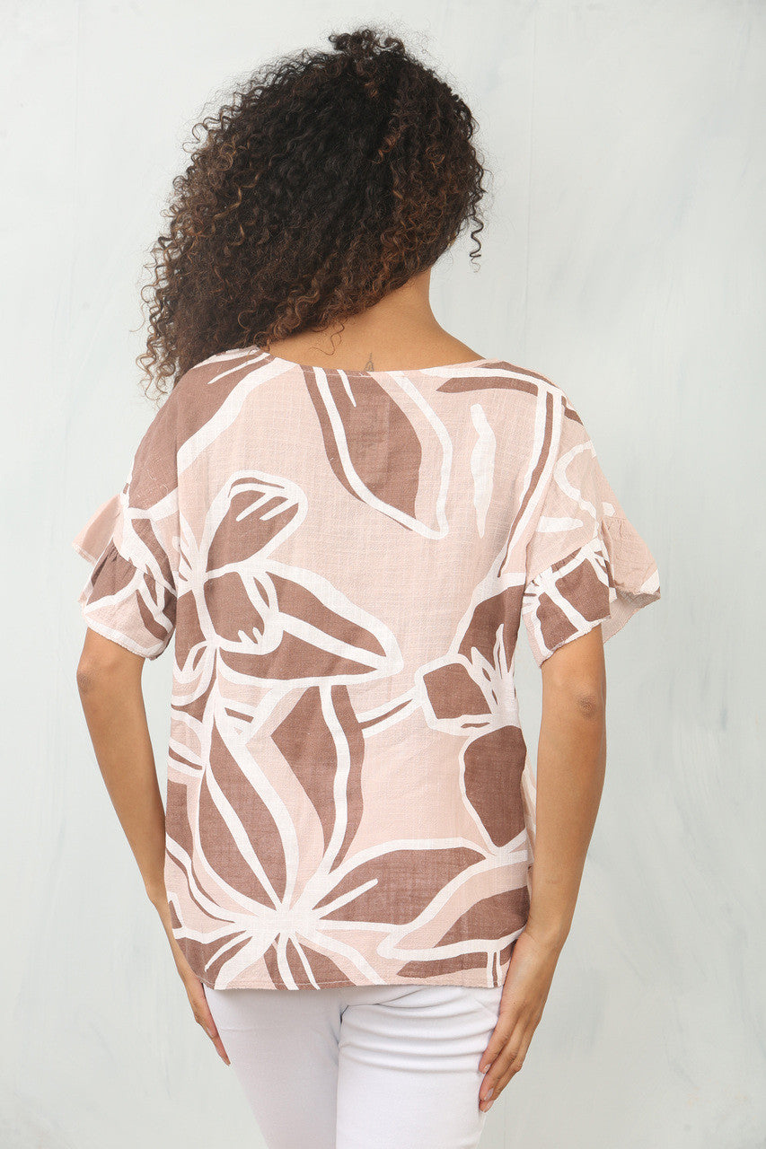 BLOEIM BLOEMEN PRINT ROEZELMOUW TOP STOFROZE