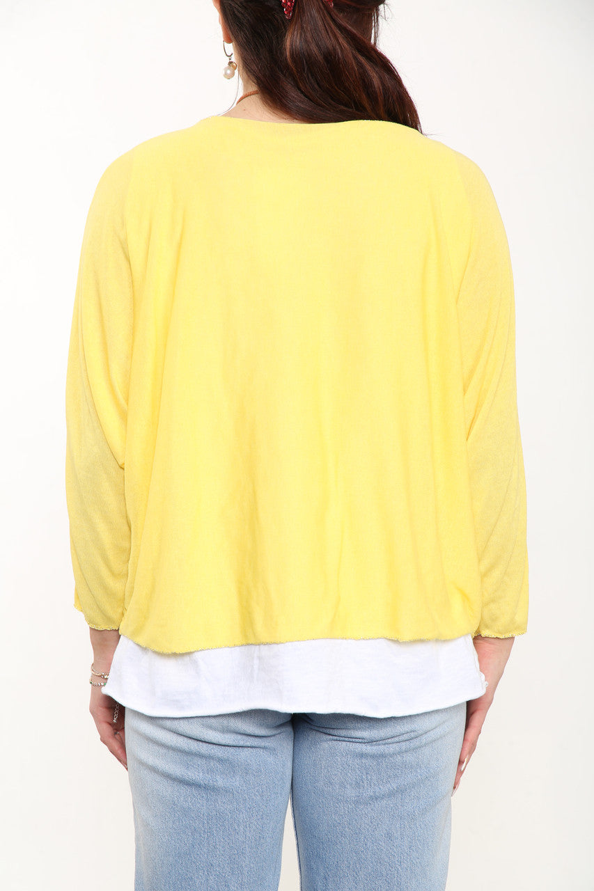 PLAIN 2 LAYER TOP WITH NECKLACE LEMON