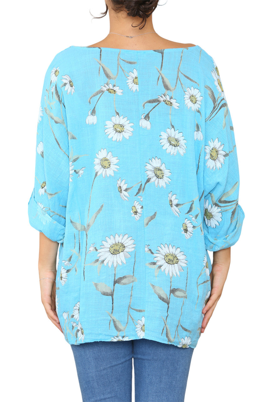 DAISY STENGEL PRINT TOP TURQUOIS