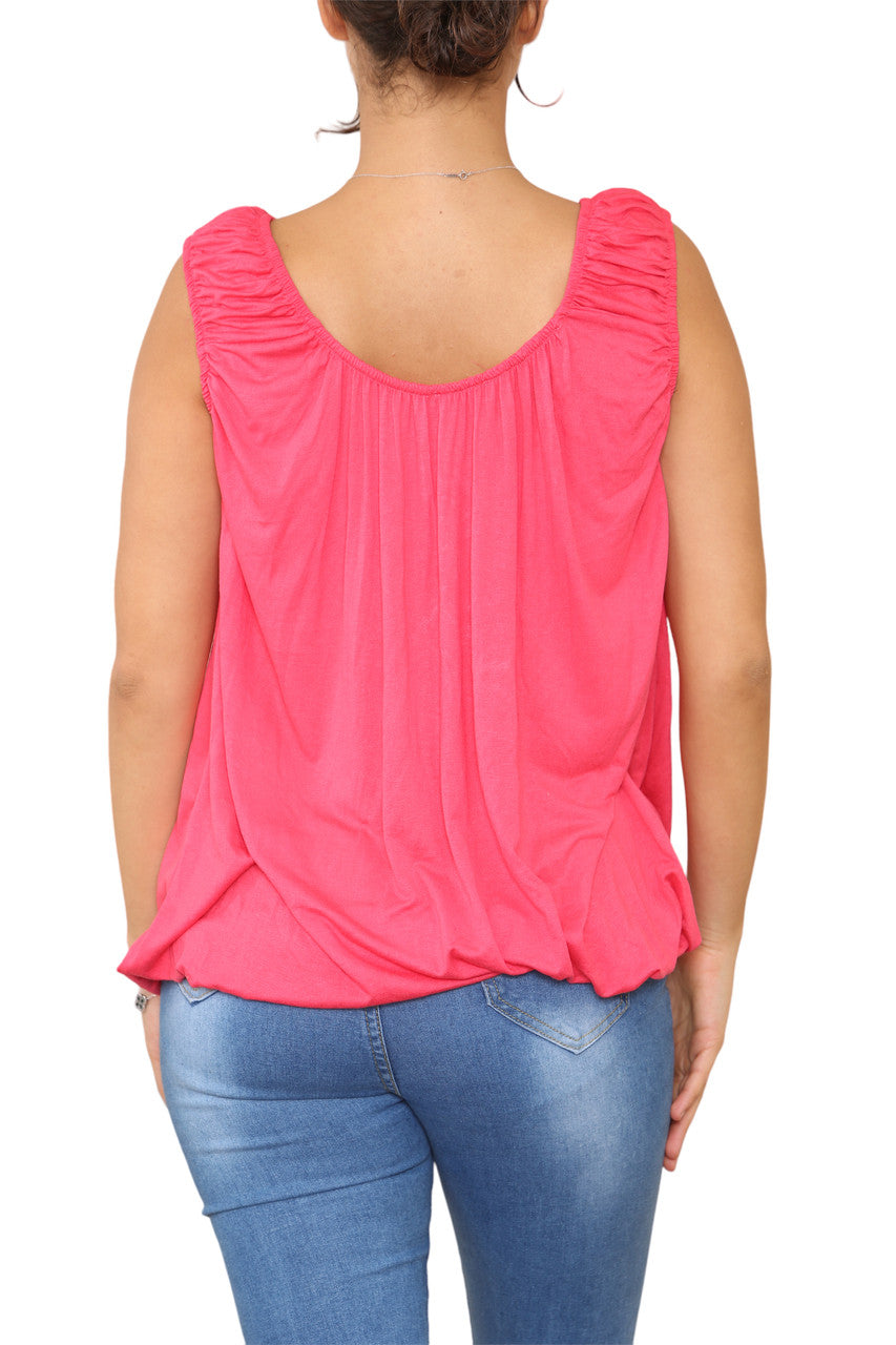 Ladies Plain Ruched Vest Pink