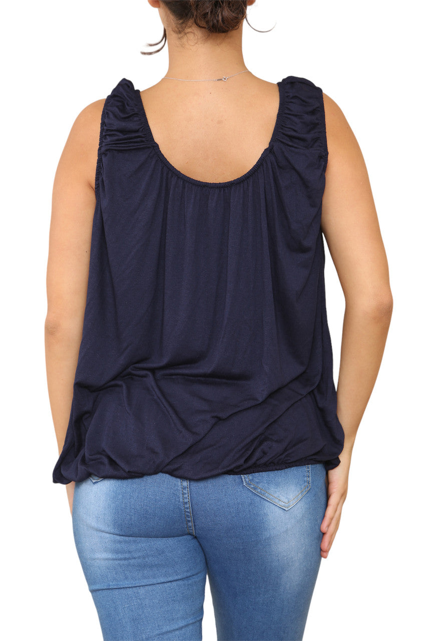 Ladies Plain Ruched Vest Navy