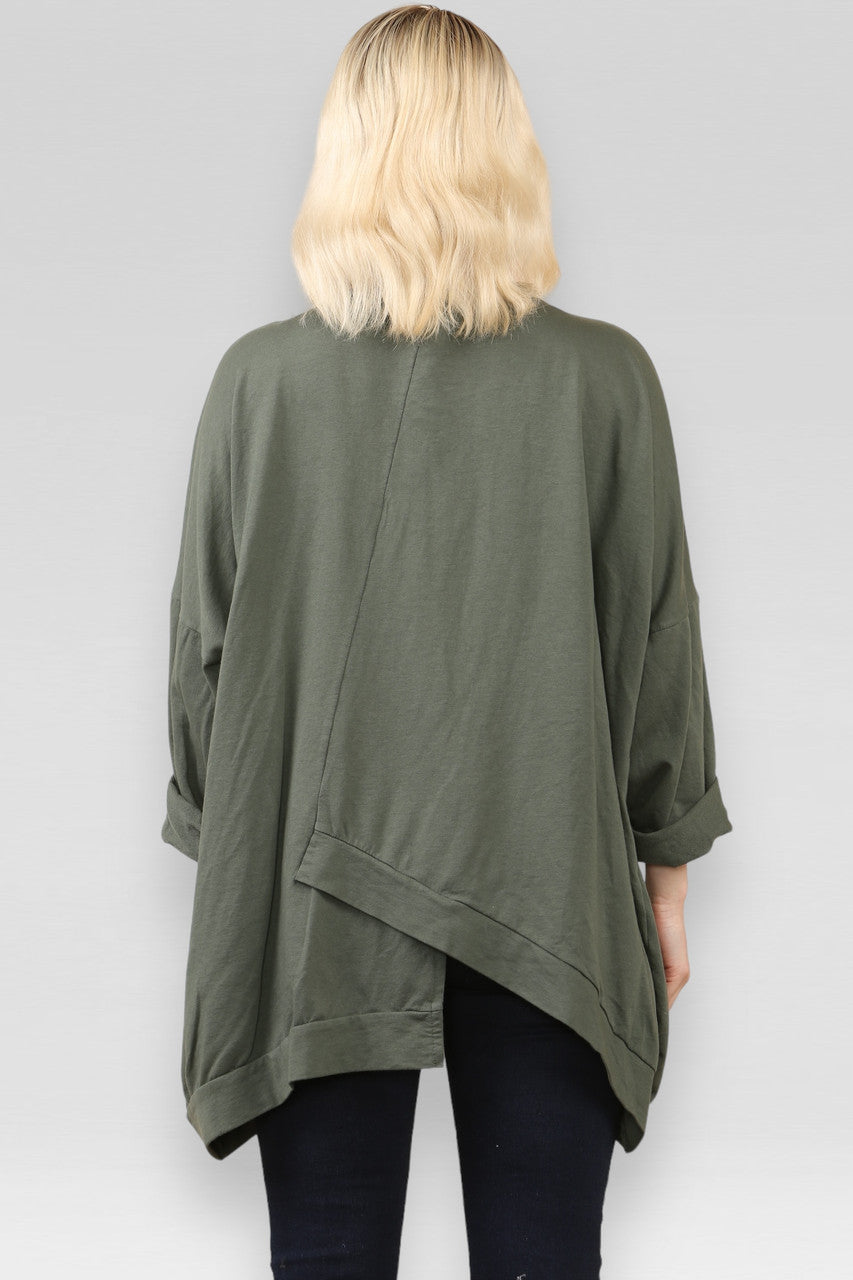 SWEATSHIRT MET RITSVOORSLUITING KAKI