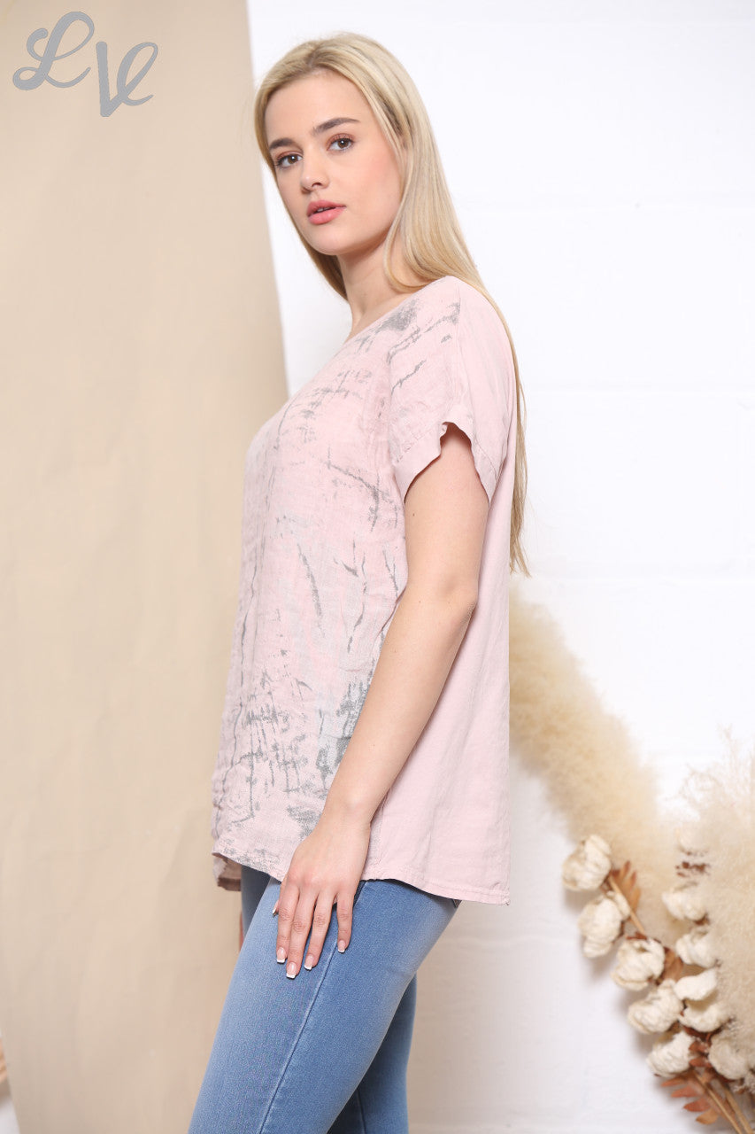 Dames Marmerprint Top Dusty Roze