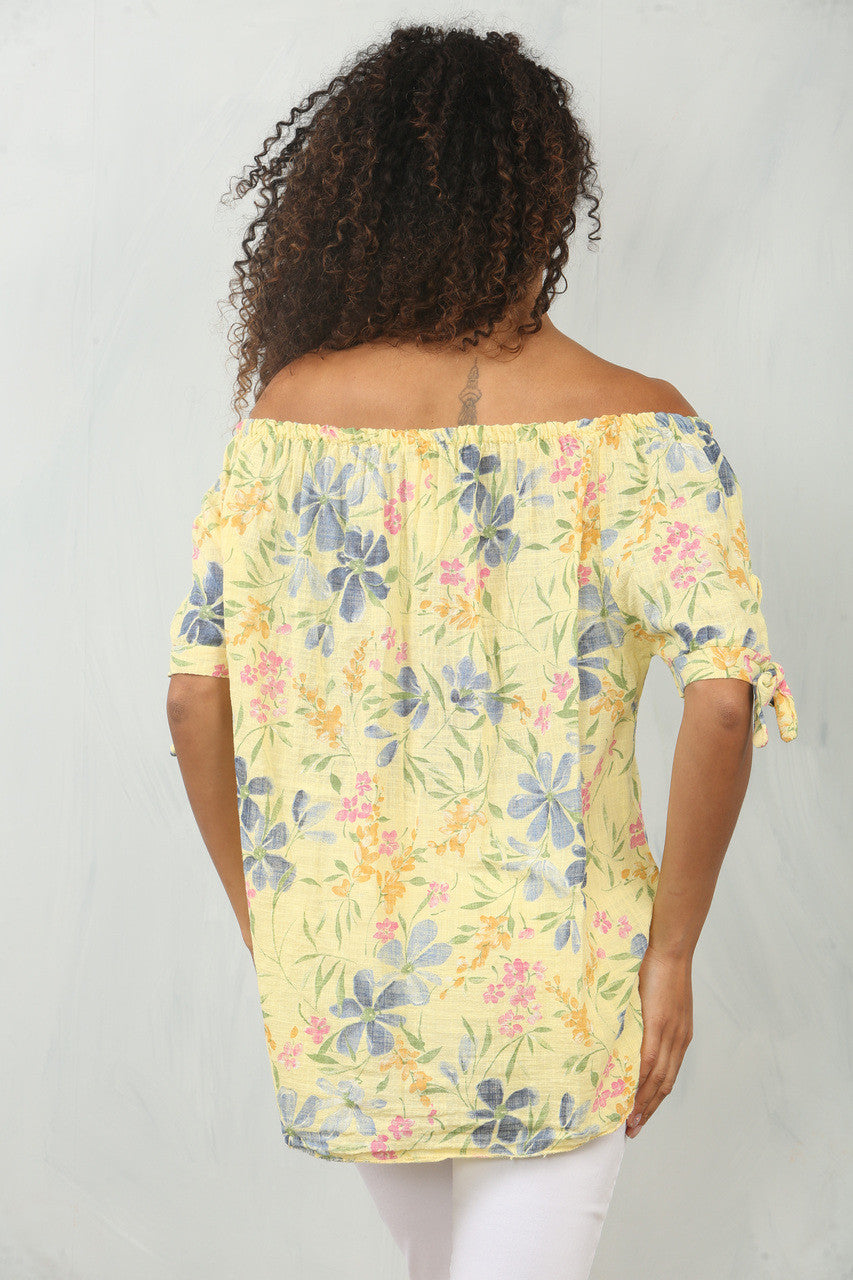 TOP MET BLOEMENPRINT, KOUDE SCHOUDERS EN BARDOTHALS - CITROEN