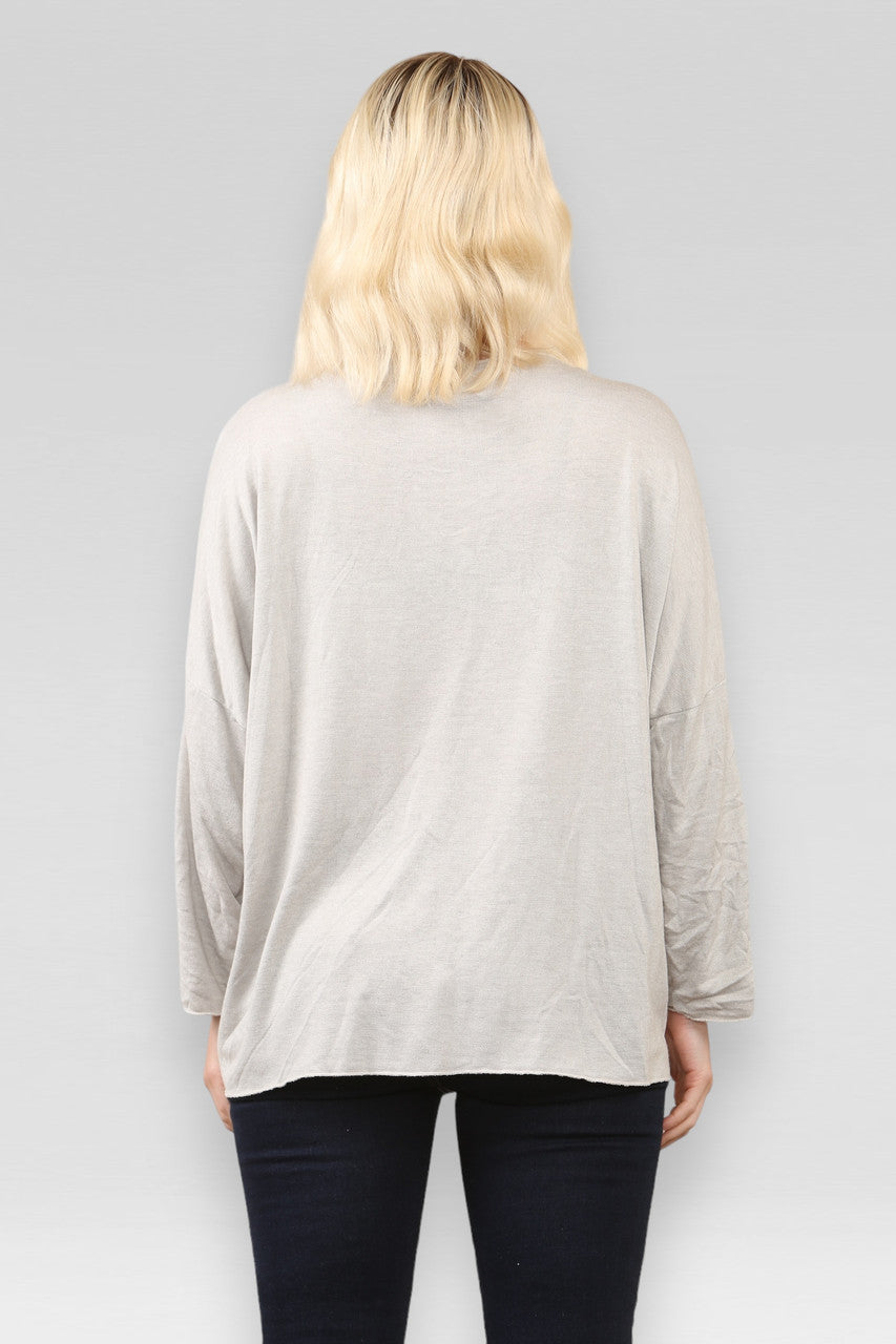 GESTRUCTUREERDE TRUI MET LEOPARDPRINT EN STER STEENKLEURIG