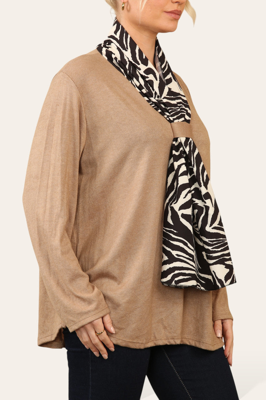 DIERENPRINT SJAAL TRUI TOP TAN