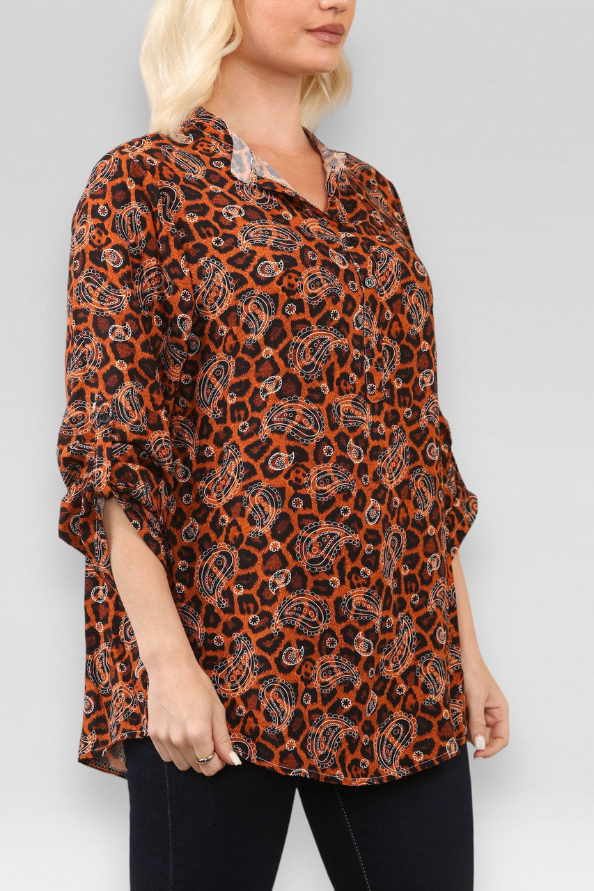 LEOPARD PAISLEY PRINT OVERHEMD ROEST