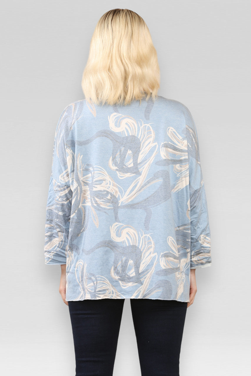 ABSTRACT BLOEMENPRINT TRUI DENIM