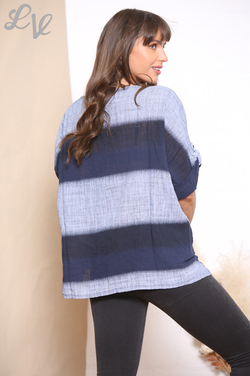 Ladies Ombre Top Navy