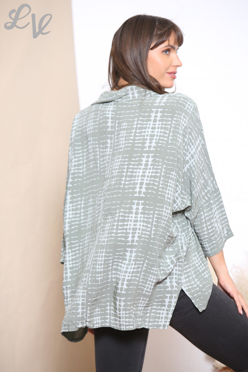 Ladies Snake Print Shirt Top Khaki