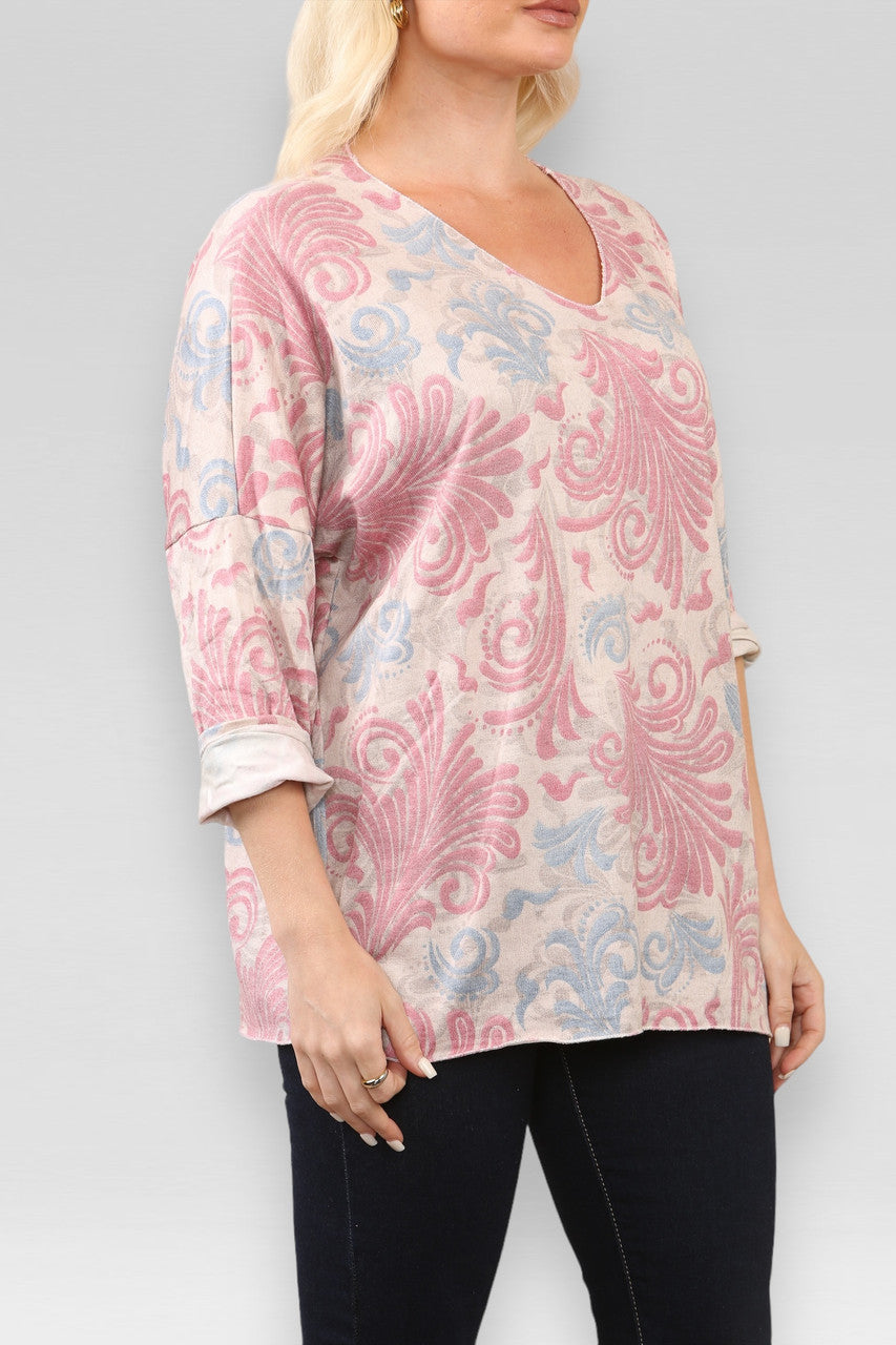 BAROKKE PRINT TRUI CERISE