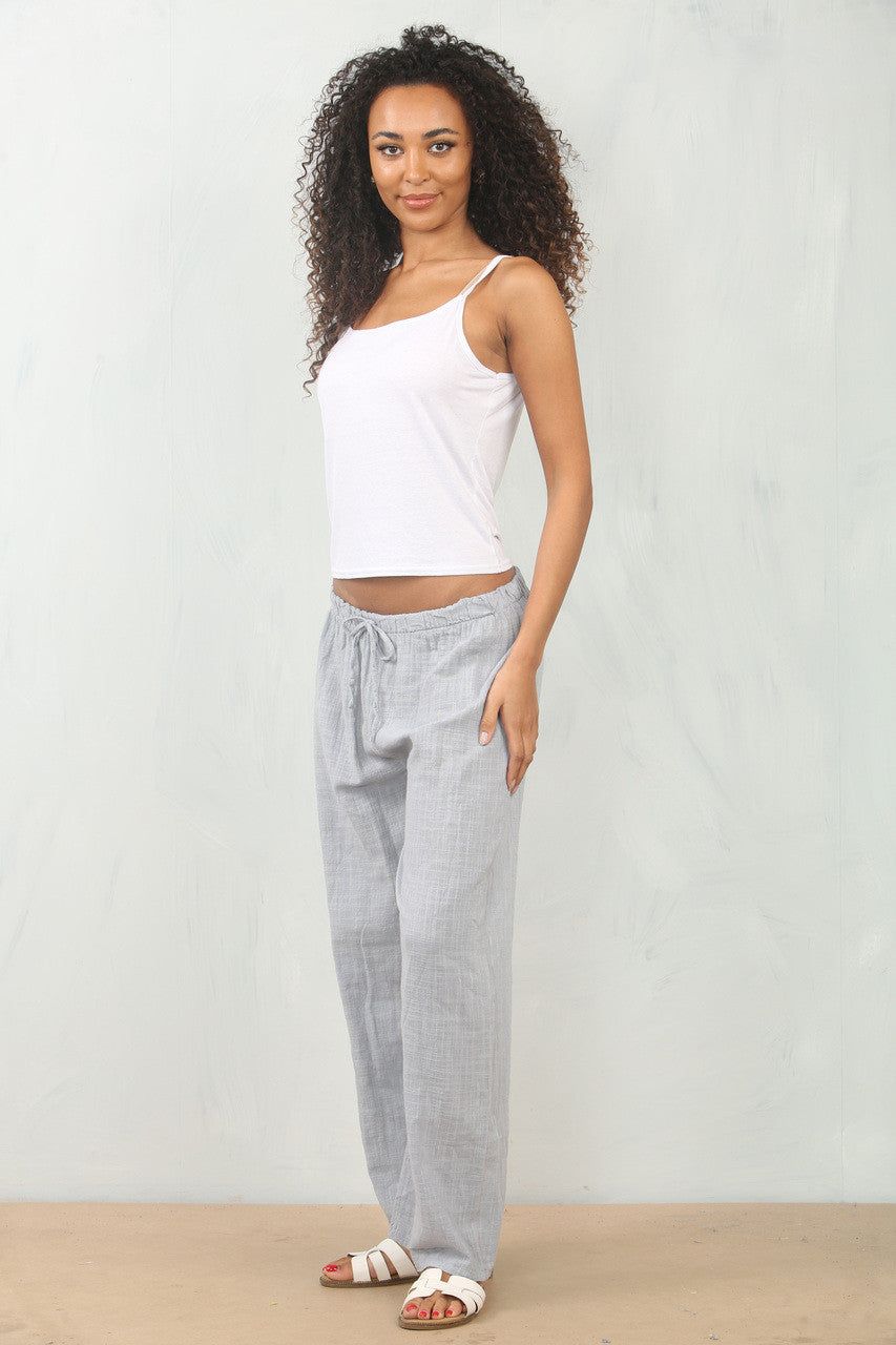 KATOENEN BROEK MET ELASTIEK IN DE TAILLE GRIJS