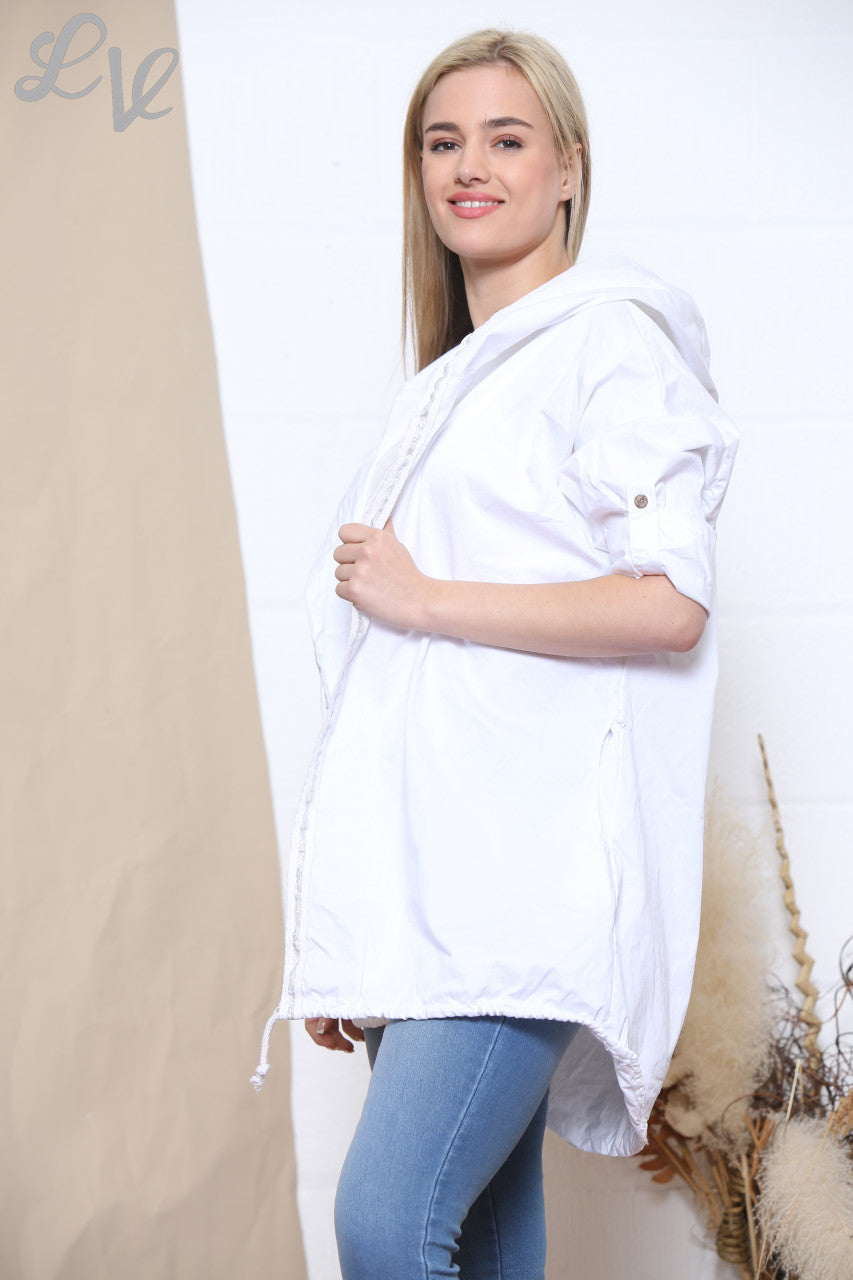 Ladies Sequin & Foil Back Jacket White