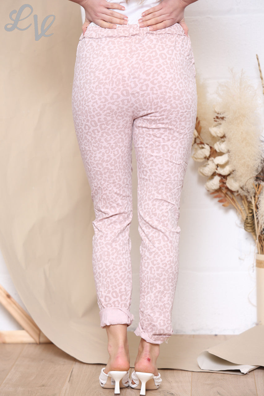 Dames Animal Print Magic Broek Dusty Roze