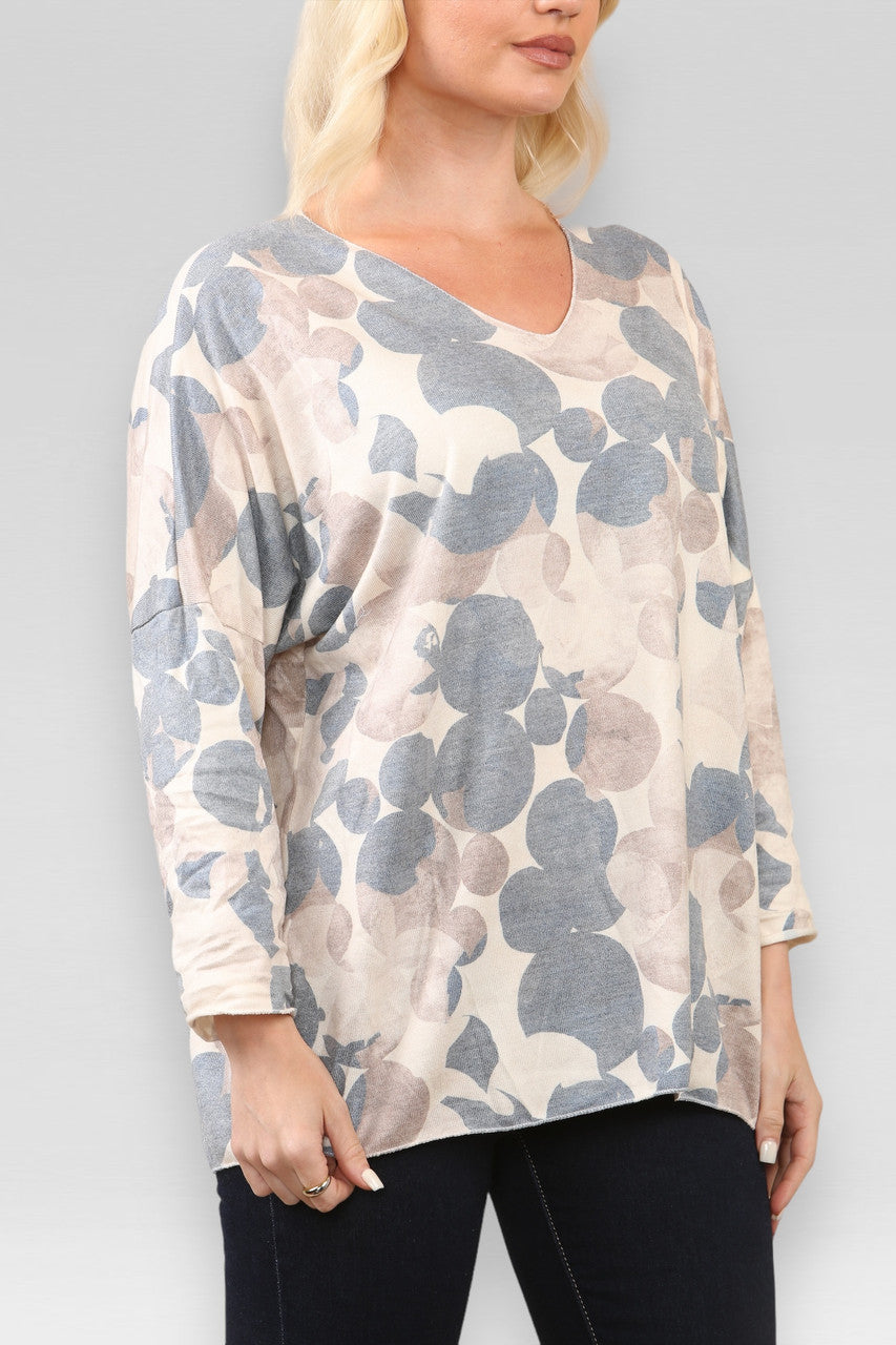 ABSTRACT CIRKELS PRINT TRUI DENIM