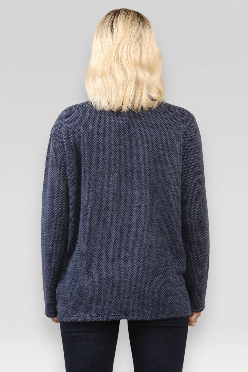 SPACE GEBREID PATCHWORK TRUI DENIM